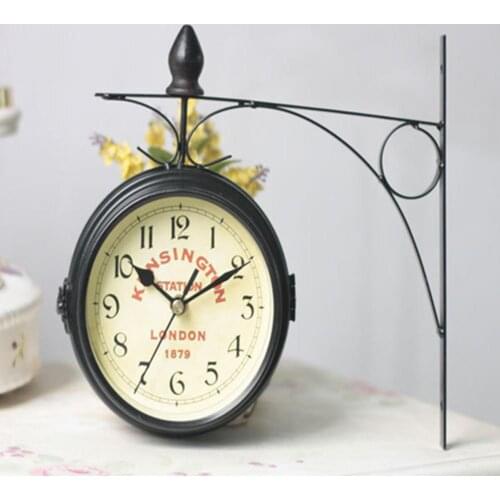 Double-sided Wal Clock Retro Clock for Home Living Room Decoration