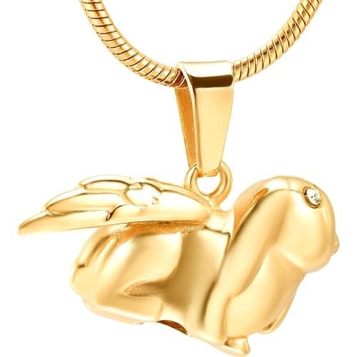 K10075 Cute Rabbit with Angel Wing Cremation Jewelry for Ashes Pendant Holder Urns for Pet/Human Memorial Men Women Necklace