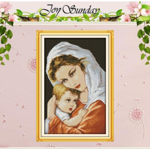 Oil Painting Style Mum and Son Counted Cross Stitch 11CT 14CT Cross Stitch Sets Chinese Cross-stitch Kits Embroidery Needlework