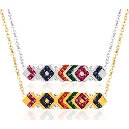 Classic Cubic Zirconia Pendant Necklace Stainless Steel Collar Choker Clavicle Necklace For Women Statement Jewelry Collie Gift