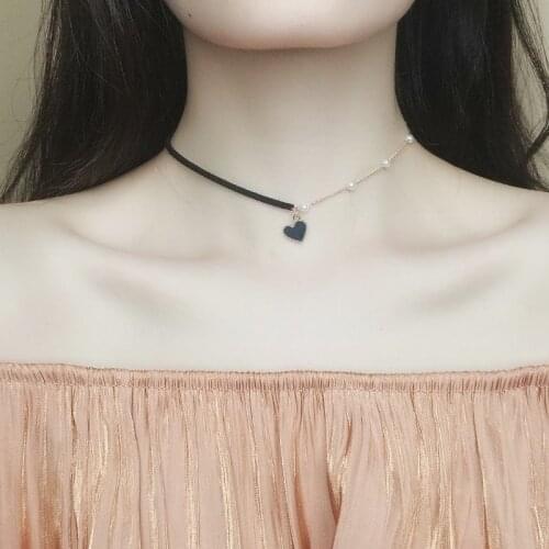 Heart Choker Chain Collarbone Chain Super Pearl Web Celebrity Necklace Valentines day Gift