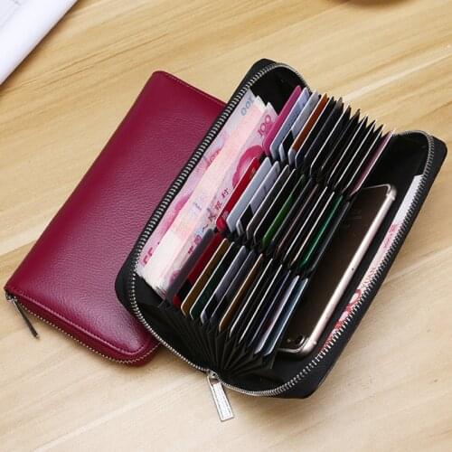 Women Wallets Genuine Leather Rfid Coin Purse Card Holder Phone Wallet Female Clutch Bags Passport Cover Purses And Handbags