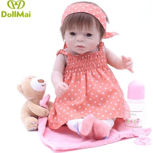 Adorable 20inch 50cm Reborn Doll Full Silicone reborn baby girl Dolls bebe Boneca reborn In Cute Clothes fake baby dolls