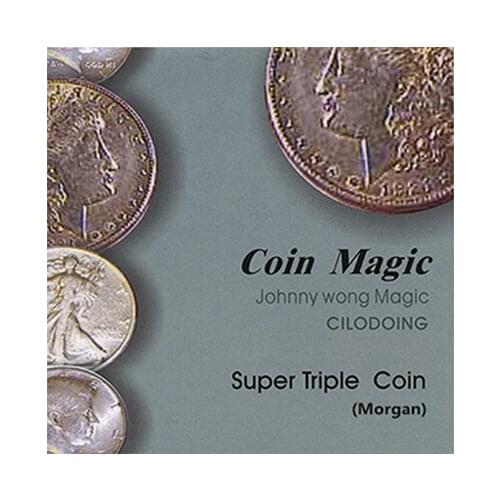Super Triple Coin (Morgan Dollar, with DVD) by Johnny Wong Coin Magic Tricks Gimmick Appear For Professional Magicians