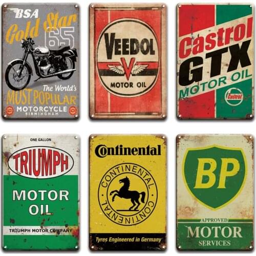 Motorcycles Oil Metal Plaque Tin Sign Plates Vintage Garage Poster Decorative Retro BP Poster Signs Man Cave Home Wall Decor
