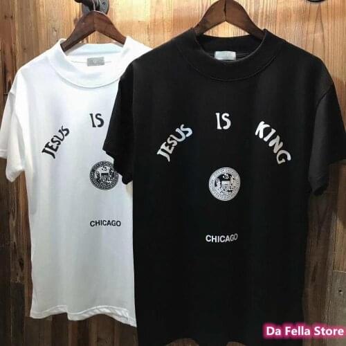 JESUS IS KING T-shirt 2020SS CHICAGO CITY 1837 Memorial badge Tee Kanye West JESUS Series T-shirts Men Women Loose Tops