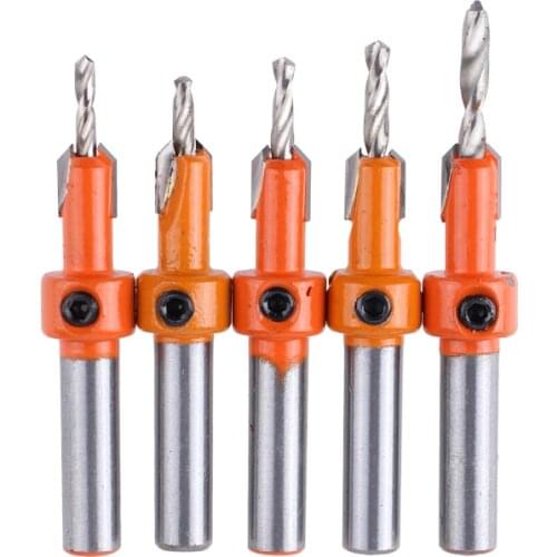 8mm Shank HSS Woodworking Countersink Router Bit Set Screw Extractor Demolition for Wood Milling Cutter