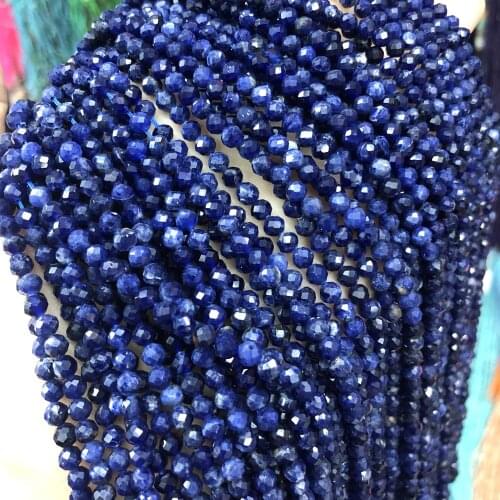 Wholesale AAA Natural Sodalite Stone Beads 4mm Faceted Loose Round Beads for Jewelry Making DIY Necklace Bracelet Accessories