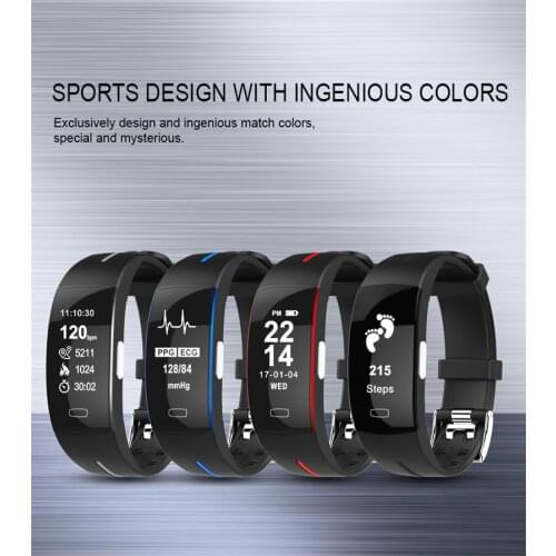P3 ECG PPG Smart Band Watch Bracelet Blood Pressure Heart Rate Fitness Tracker monitor Sport Pedometer IP67 Waterproof Wristband