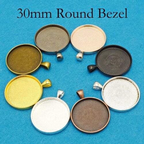 100 pcs - 30mm Pendant Setting, 30mm Pendant Bezel Blanks, 30mm Round Pendant Tray for Cabochon or Resin Necklace Making