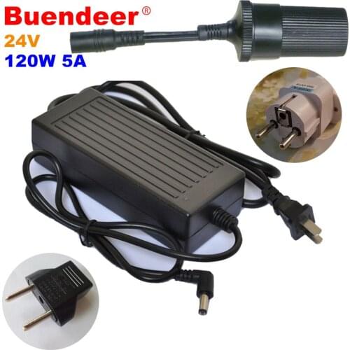 Buendeer Car power supply converter 220V to 24V cigarette lighter power DC 5A 120W transformer for Truck Diesel car refrigerator