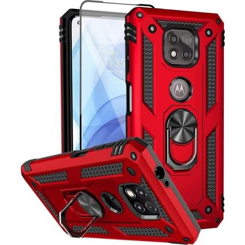Heavy Duty Rugged Cover Ring Bracket Magnetic Holder Shockproof stand Case With Screen Protector For Moto G Power 2021 Cover