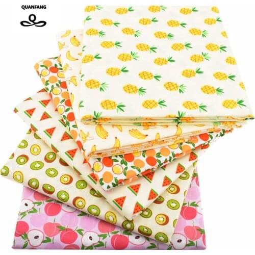 QUANFANG Fruit series Printed Twill Cotton Fabric For DIY Quilting Sewing/Tissue Of Baby Children/Sheet,Pillow,Cushion, Material