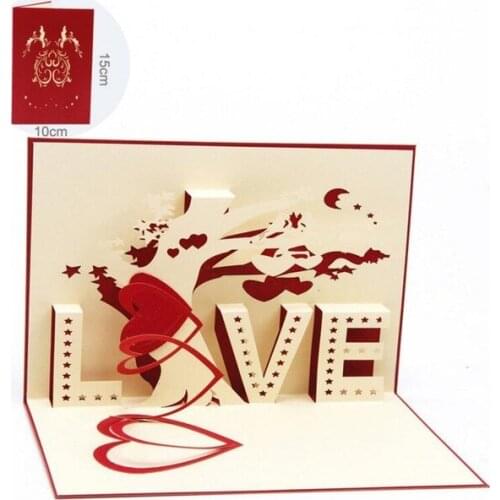 Heart & Tree laser cut origami paper 3D Pop UP Cards With "LOVE" Greeting Cards post cards Valentines Day gifts arts and crafts