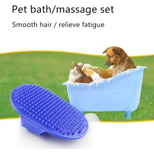 Pet Dog Cat Bath Brush Dog Cleaner Plastic Dog Massage Brush Small Pet Toiletries Pet Cat Oval Shower Gloves Cleaning Supplies