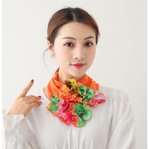 Chiffon Floral Neck Ring Scarf Chiffon Collar Variety Elegant Scarf Womens Fashion Dancing And Juggling Towels Бандана Женская