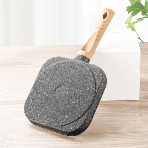 2 Hole Fried Egg Burger Pan Non-stick Ham Pancake Maker Wooden Handle Suitable For Gas Stove And Induction Cooker HOT Egg Pan