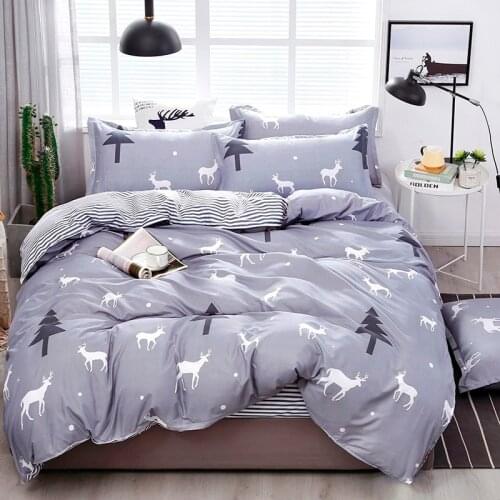 Solstice Dark Blue Plaid Style Comforter Bedding Sets Queen Size Bed Linen Bedclothes Pillowcase Printing Bed Sheet Duvet Cover