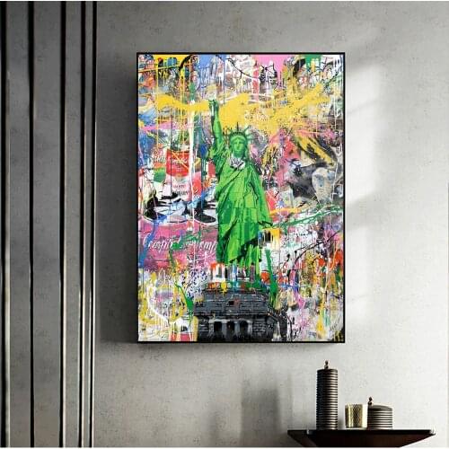 Statue of Liberty Street Art Canvas Posters And Prints Abstract Graffiti Art Canvas Paintings On the Wall Art Picture Home Decor