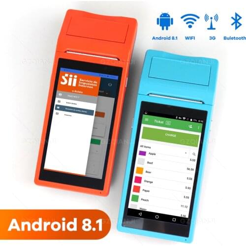 V1 Androis POS Terminal PDA Printer Wireless Bluetooth& Wifi Android System with Thermal Printer Built-in and Camera Scanner