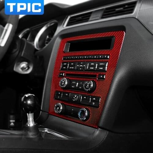 TPIC Carbon Fiber Sticker For Ford Mustang 2009-2013 Interior Moulding Trim Central Control CD Panel Cover Sticker Accessories