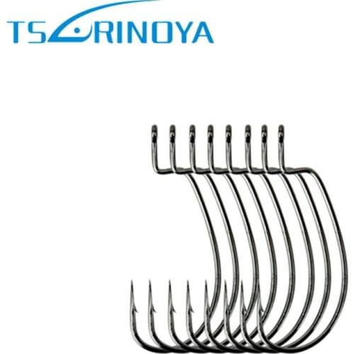 Tsurinoya 8Pcs Wide Abdomen Crank Fishing Hook Black Nickel Hook For Soft Lure Bait Fishing Tackle Para Pesca Accessories