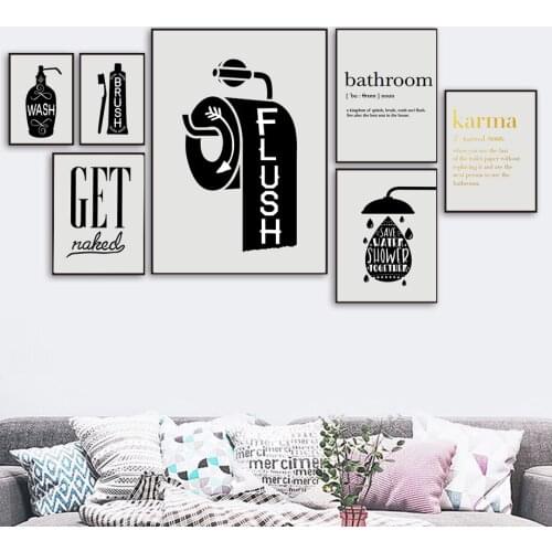 Toilet Paper Toothbrush Soap Tips Quotes Wall Pictures For Bathroom Decor Canvas Painting Nordic Posters And Prints