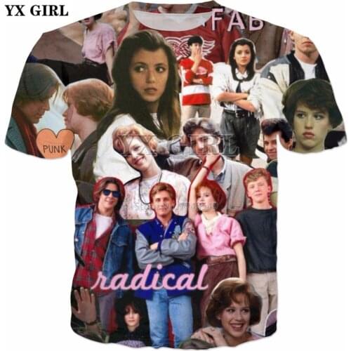 YX GIRL Drop shipping 2018 summer New Fashion T-shirt pink 80s 3d Print Men/Women Retro Style Casual t shirt