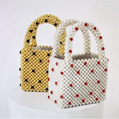 Open Style Beaded Evening Bags Hollow Out Pearl Handbag Vintage Small Lady Day Clutch Wedding Party Messenger