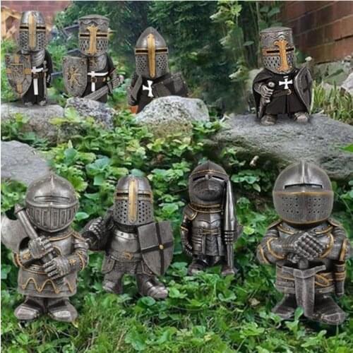 Eight Styles Knight Gnomes Guard Sculpture Ornament Garden Outdoor Gothic-UK Garden Statue Decoration Garden Decoration