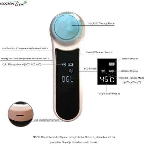 High Frequency Sonic Vibration Lymphatic Detox Massage Skin Firming Hot Cold Facial Hammer Massager Warming Cooling Therapy