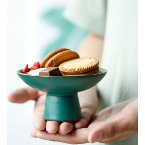 Japanese Style Coarse Pottery Tea Cake Tray Creative Manual Flambe Vintage ling shi pan Dry Pour Fruit Snack Dish Tea Ceremony