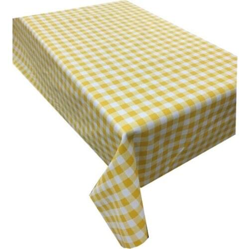 Zeren Home Yellow White Plaids Carefree Table Cloth 170x500 cm