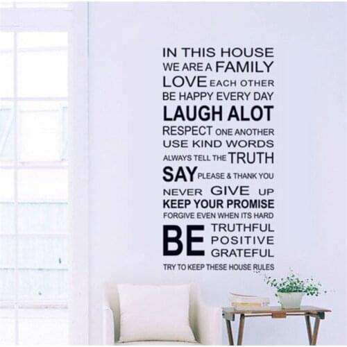 1PC English Proverbs Wall Sticker Family House Rules Wall Stickers Decal DIY Decor Home Kids Great Gift Wallpapers