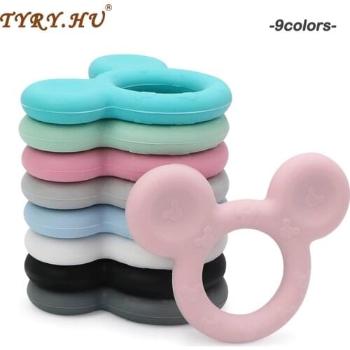 TYRY.HU 1pc Baby Teether Mickey Silicone Baby Holder Clip Mouse Cartoon Chew Pendant Nursing Pacifier Clip Necklace Newborn Toy