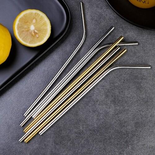 New 1Pcs Practical Metal Good Quality Drinking Straw 304 Stainless Steel Metal Straw with Cleaner Brush For Bar Home Accessory