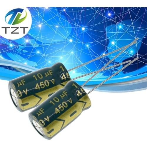 10 pcs Aluminum electrolytic capacitor 10 uF 450 V 10 * 17 mm frekuensi tinggi Radial Electrolytic kapasitor