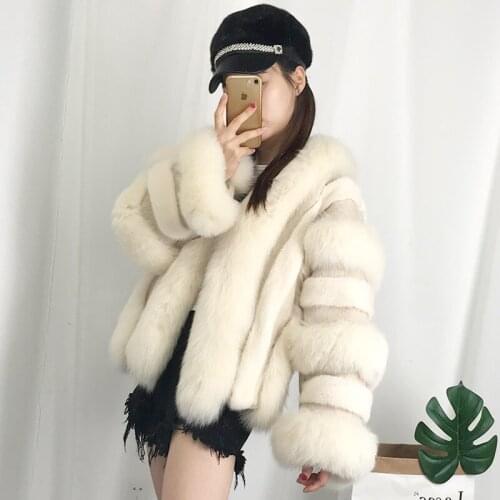 2020 new women real fur coat New luxury fox fur with mink whole mink fur coat natural real fox fur coat Real parka