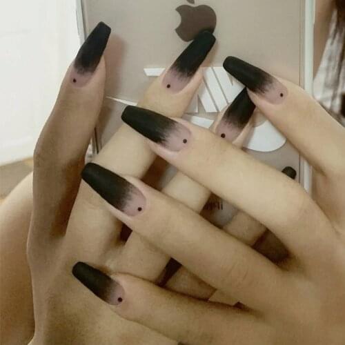 French gradient long trapezoidal ballet nail wearable false nails