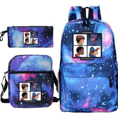 Stranger Things Backpack Children School Bag Boys Girls Canvas Backpack teens Laptop Rucksack 3 Pcs Set Knapsack School Gift bag