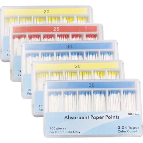 5box 04 Taper Dental Absorbent Paper Points 25# 30# 35# Paper Points Root Canal Absorption Pure Cotton Fiber Dental Materials