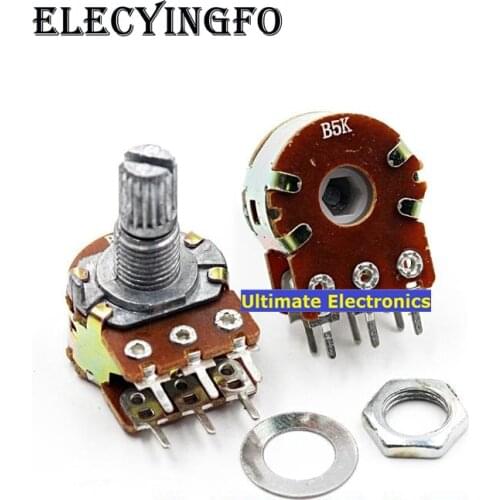 5PCS 6 feet|WH148 B 1K 2K 5K 10K 20K 50K 100K 500K Double potentiometer Short handle 15mm