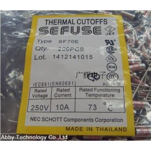 50PCS/lot NEW SF70E SEFUSE Cutoffs Thermal Fuse 73C 73 Degree 10A 250V Metal fuse