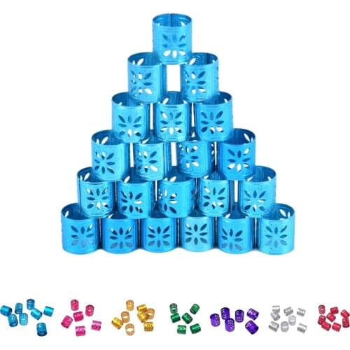100 Pcs Aluminum Hair Dread Braids Dreadlock Bead Adjustable Cuff Clip 10mm Hole Micro Ring Beads 5Colors 10*10mm