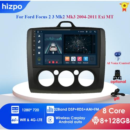 Android 10 Car Radio Player for Ford Focus Exi AT Mk2 2004-2011 Multimedia Stereo Video Player Navigation GPS 2 Din Silver Frame