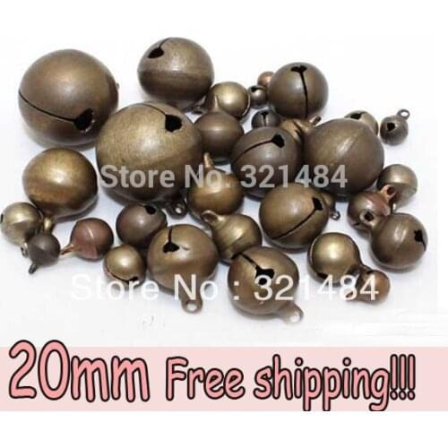Free ship! 100pcs 20mm Antique Bronze Metal Jingle Bell Charms Christmas Jewelry DIY Findings Accessories