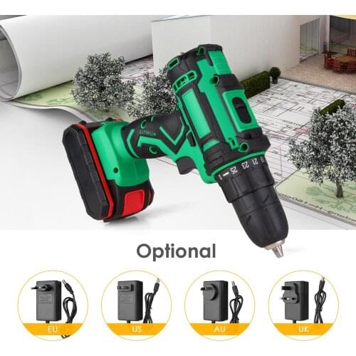 21V Cordless Electric Drill with 3/8 Inch Chuck Handheld Power Drill & Screwdriver with Battery Level Indicator LED Work Light