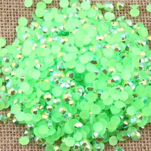 2MM 3MM 4MM 5MM 6MM Bling Green Jelly AB Color Resin Rhinestones Hand Craft Flatback Resin Stone Garment&Nail Arts Decoration