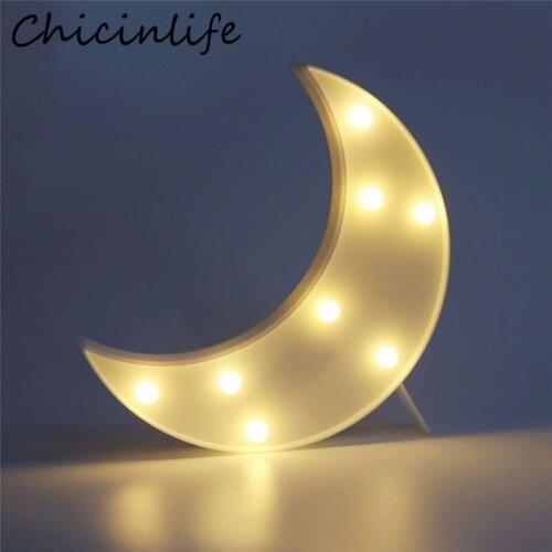 Chicinlife 1Pcs Moon LED Night Lights Ramadan Decoration Eid Mubarak Lamp Islamic Muslim Home Kids Favors Birthday Party Supplie
