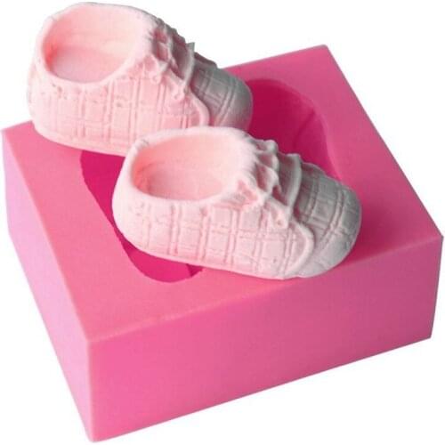 Biscuit Mould Baby Shoe Silicone Cake Mold Chocolate Mold DIY Fondant Cake Baking Resin Clay Candy Chocolate Tray Soap